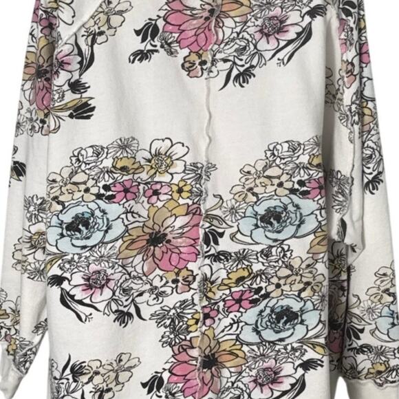 Free People Go On Floral Pastel Oversized Pullover Sweatshirt Size L - Picture 10 of 11